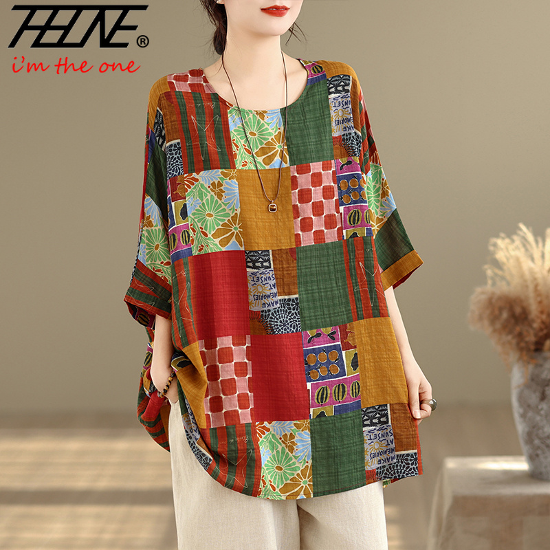 Women'S Fashion Essentials - THHONE Women Shirts Print Loose Plus