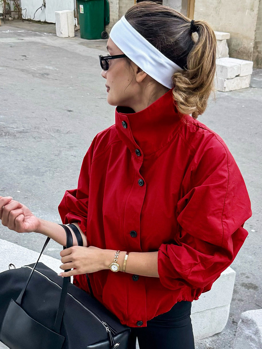 Women'S Fashion Bomber Jacket - GG Autumn New Women Fashion Red