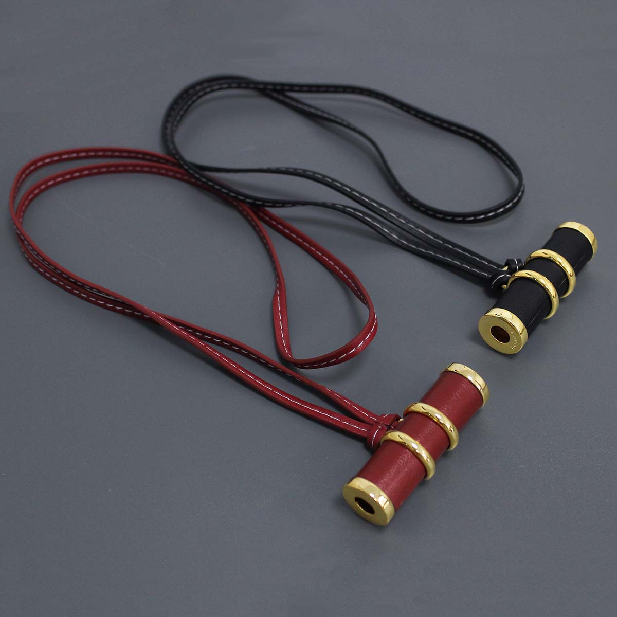 New Balance Fashion Women - Red black leather kaleidoscope long necklace
