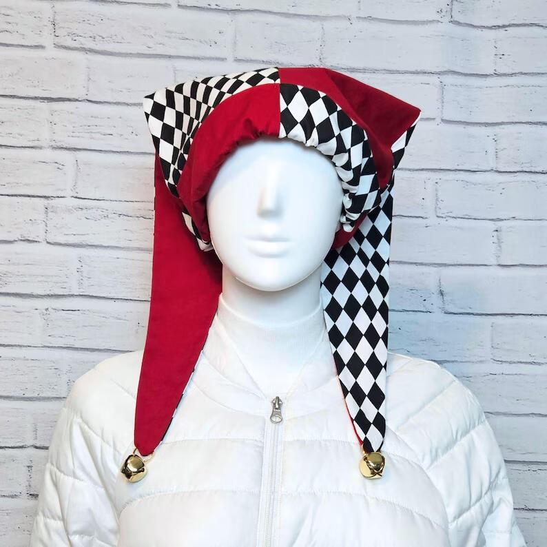 Women'S Fashion Hats - Chessboard Lattice Jester Costume Hat Women