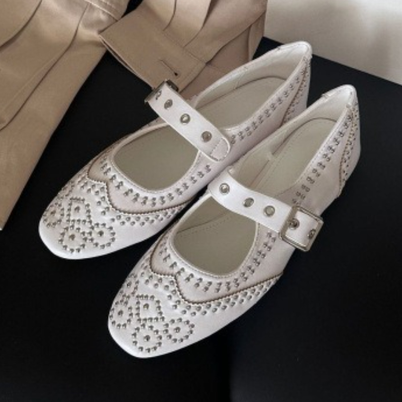 Retro Rivet Buckle Design Flat - Women'S Fashion Brand Shoes review and price