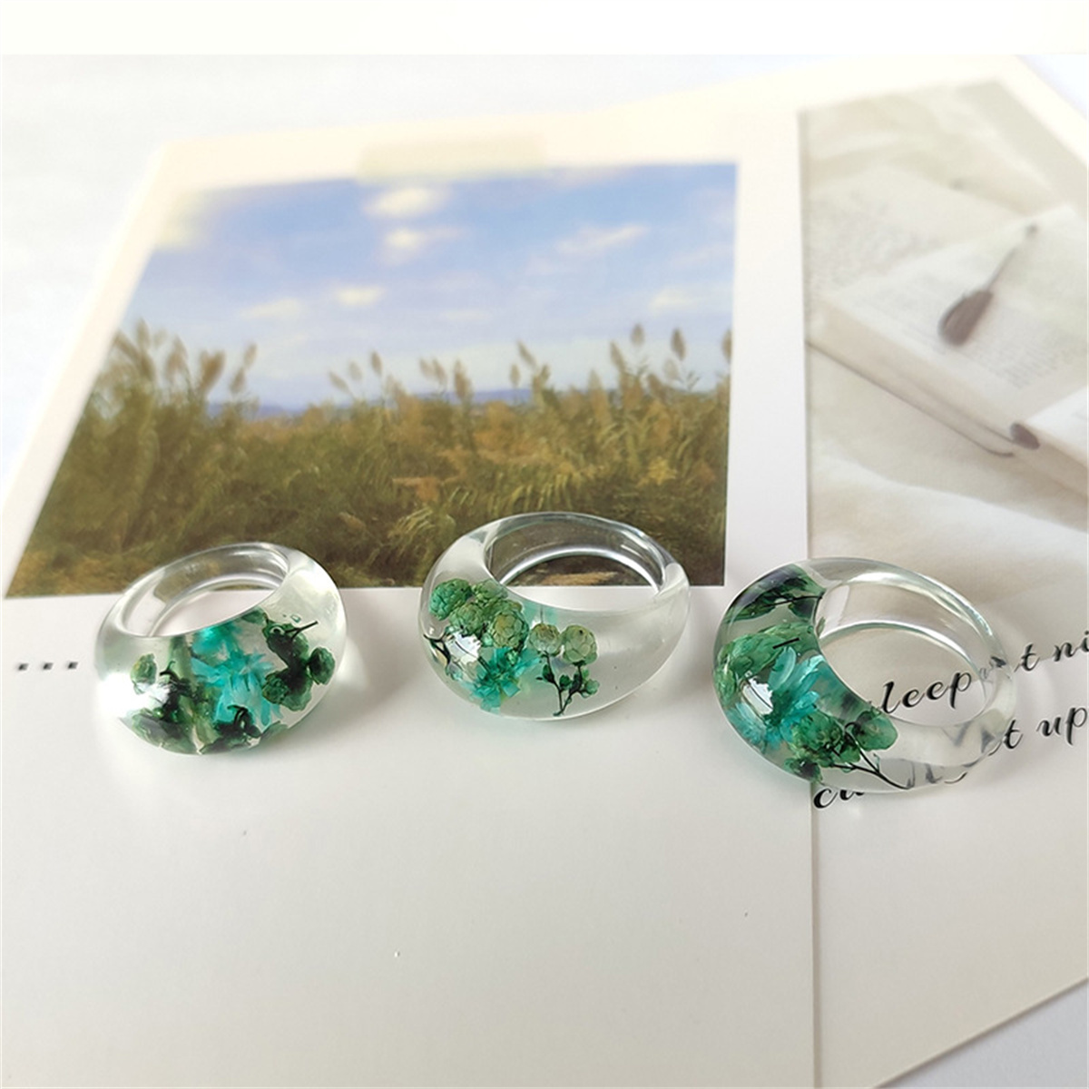 Transparent Resin Ring with Re - Women'S Real Y2K Fashion review and price