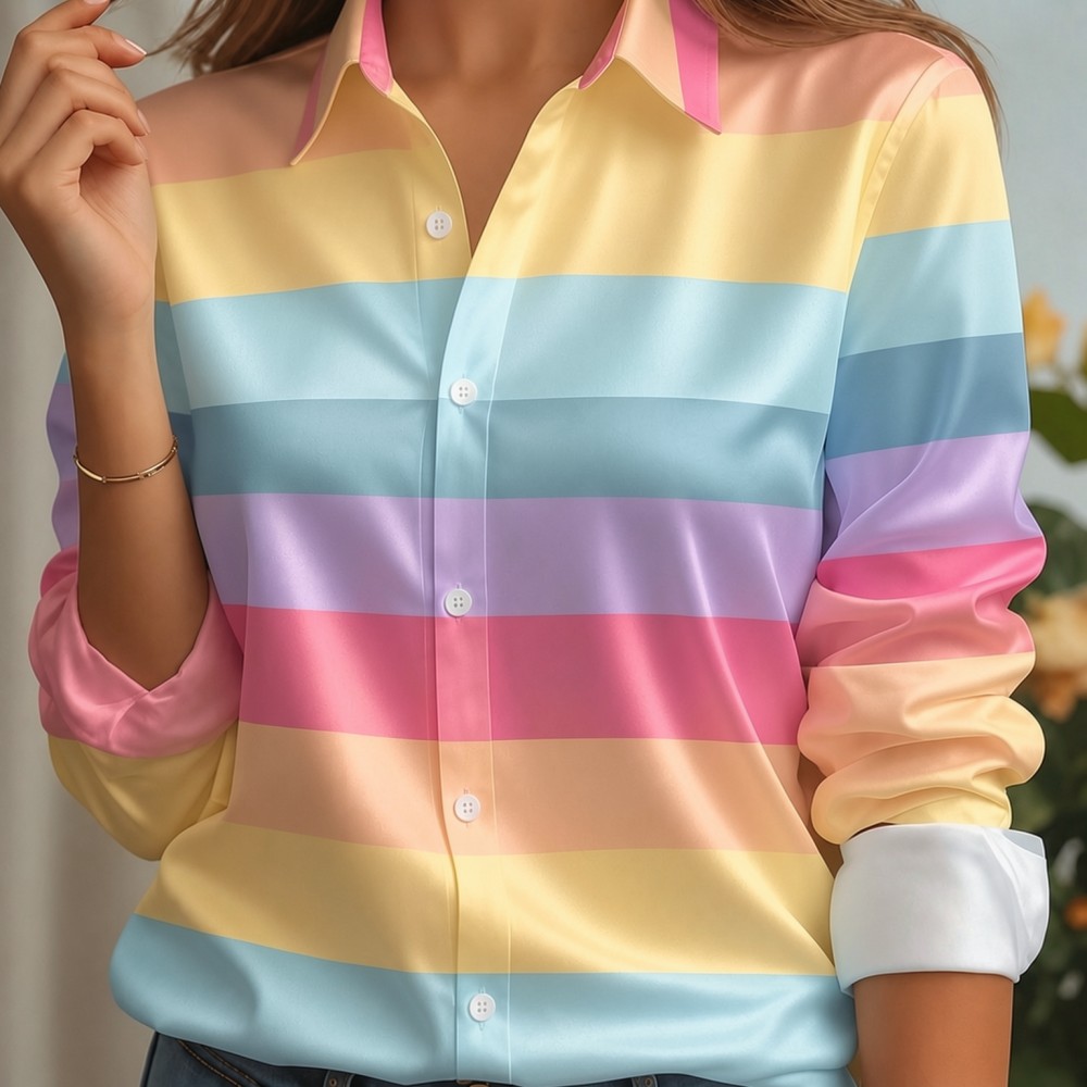 Women Satin Lapel Collar Shirt - Women Fashion Blouse review and price