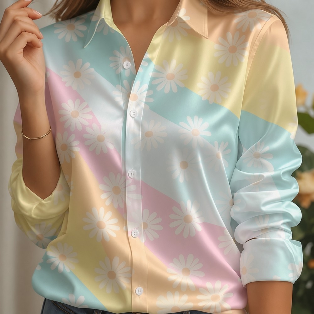 Women Satin Lapel Collar Shirt - Women Fashion Blouse review and price