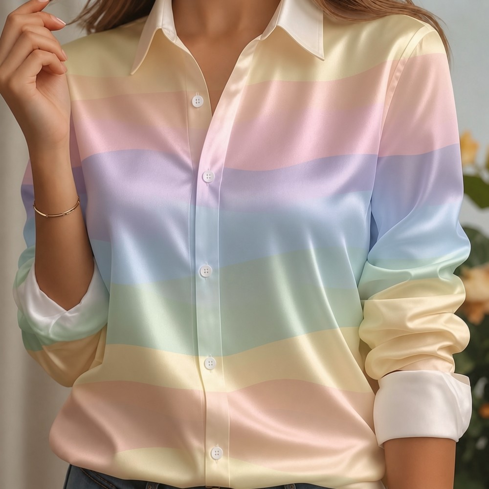 Women Satin Lapel Collar Shirt - Women Fashion Blouse review and price