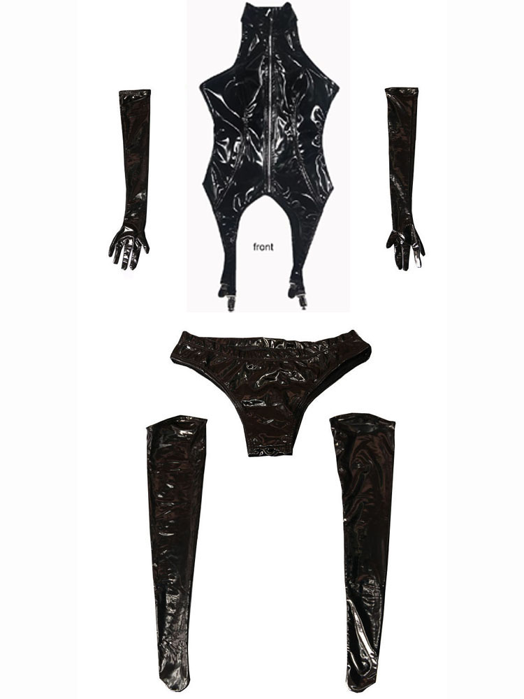 4PCS/SET Wet Look PVC Catsuit  - Women'S Fashion Gloves review and price