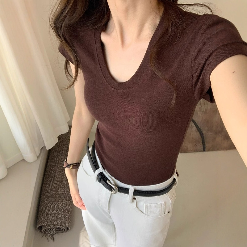 U-Neck Shoulder Short Sleeve T - Women Fashion Blouse review and price