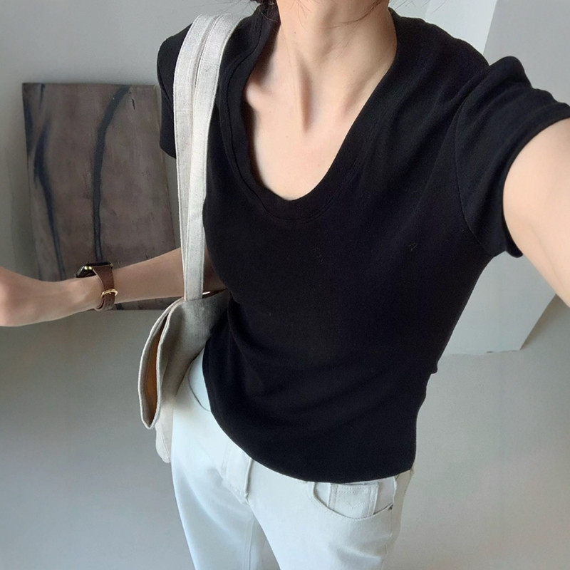 U-Neck Shoulder Short Sleeve T - Women Fashion Blouse review and price