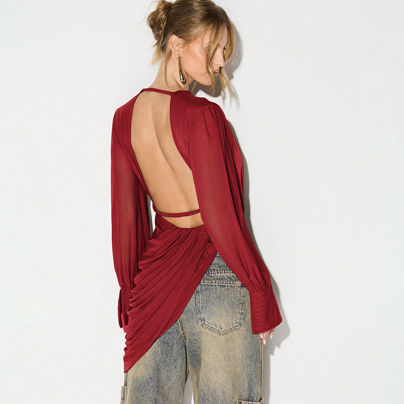 V Neck Mesh Tops Solid T Shirt - Women Fashion Blouse review and price