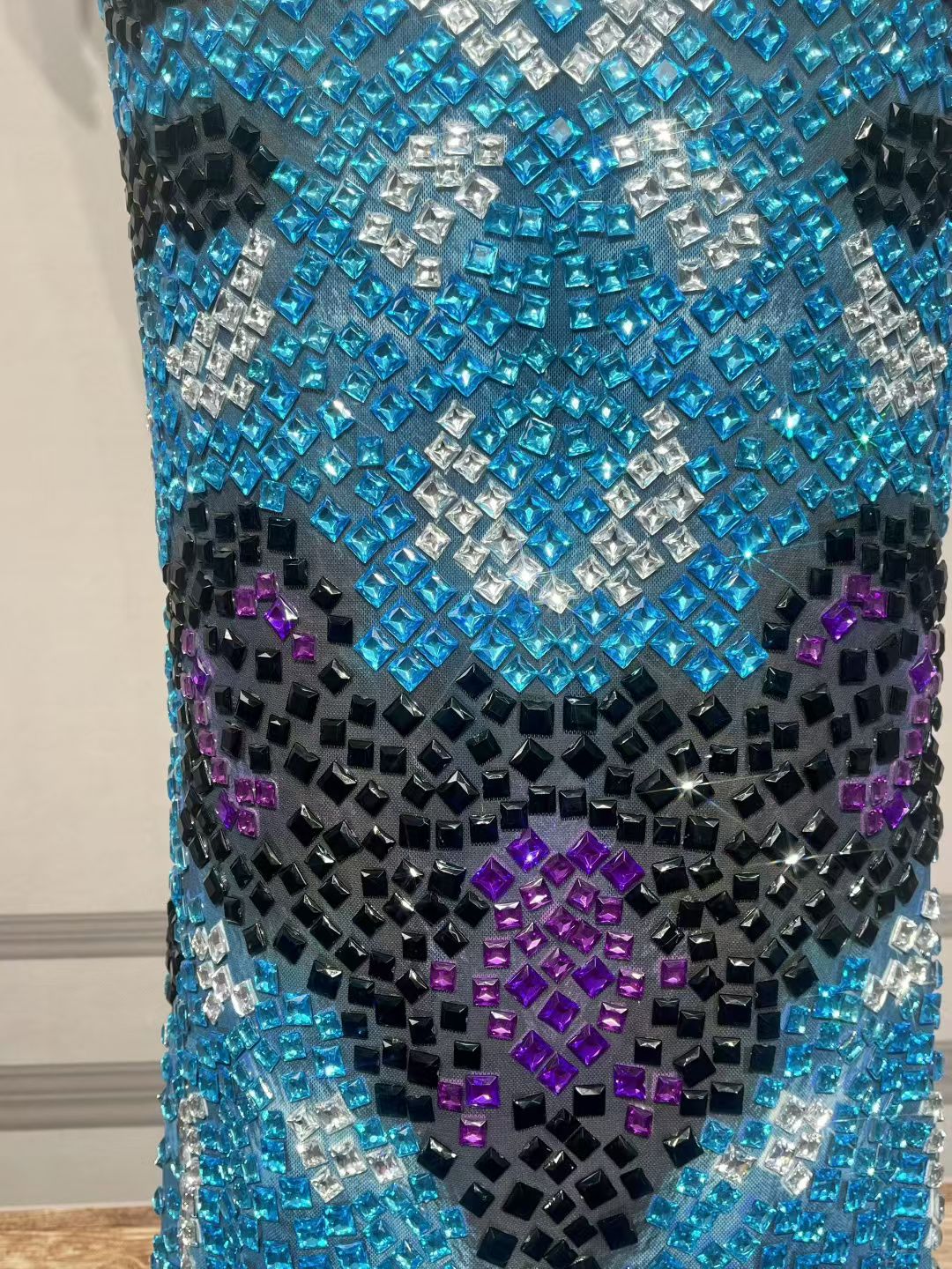 Sparkly Crystals Blue Black Cr - Asymmetric Top Women review and price