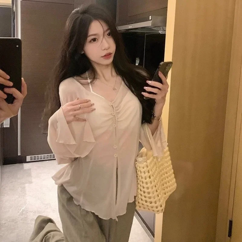 Sheer Flare Sleeve Blouse - Y2 - Women Fashion Blouse review and price