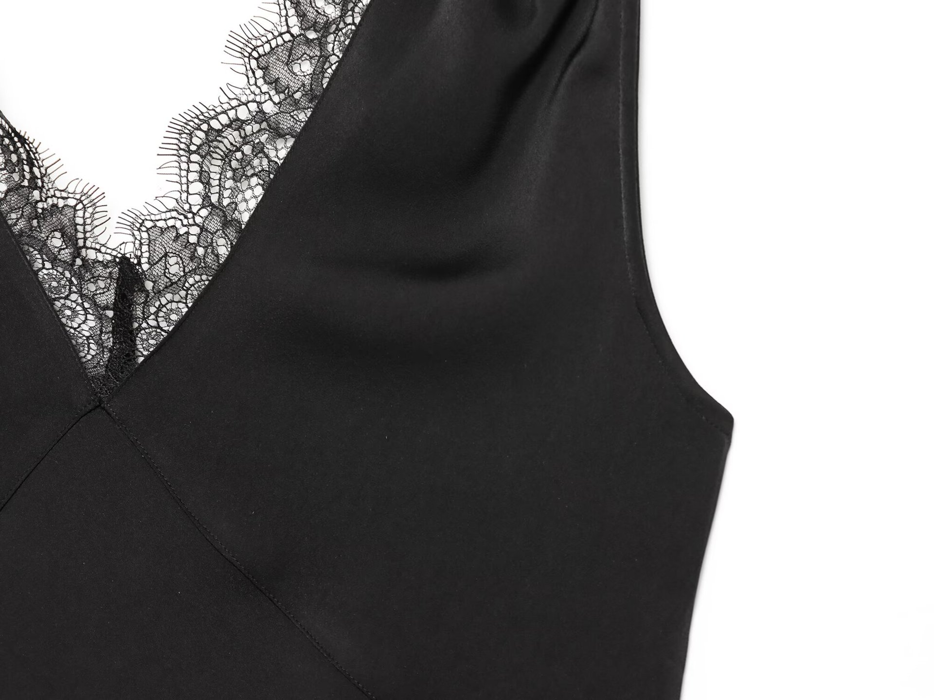 Women Elegant Black Satin Lace - Asymmetric Top Women review and price