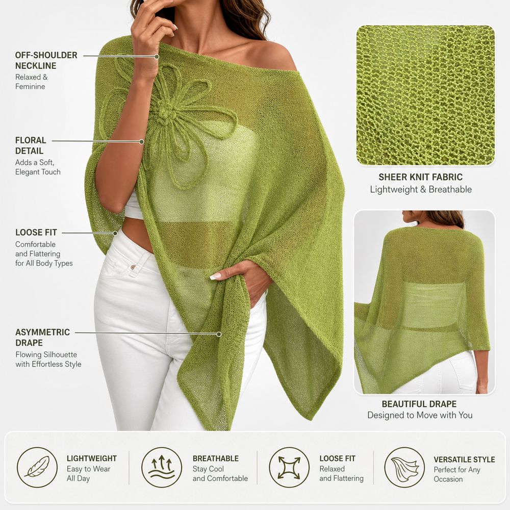 Stylish Off Shoulder Poncho To - Asymmetric Top Women review and price