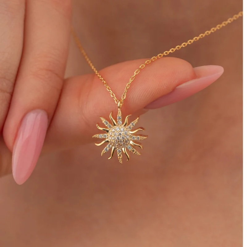 Sun Necklace Gold Color Flame  - Women'S Day Fashion Show review and price