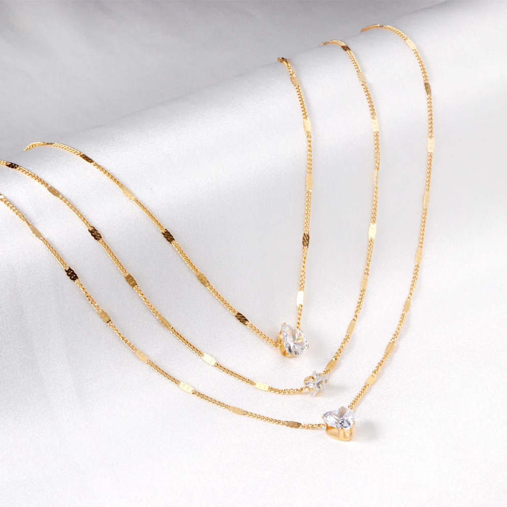 Triple Chains Necklace Heart S - Women'S Fashion Show 2022 review and price