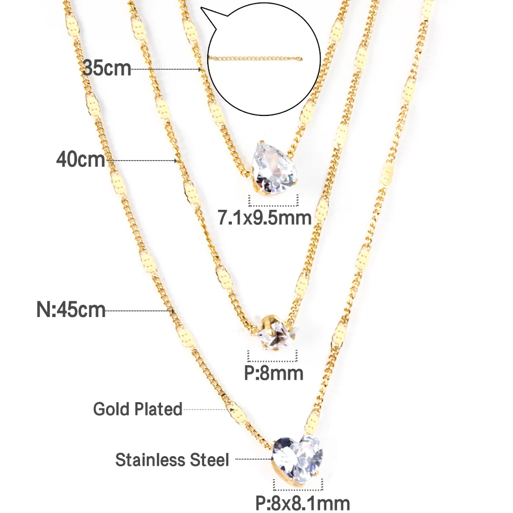 Triple Chains Necklace Heart S - Women'S Fashion Show 2022 review and price
