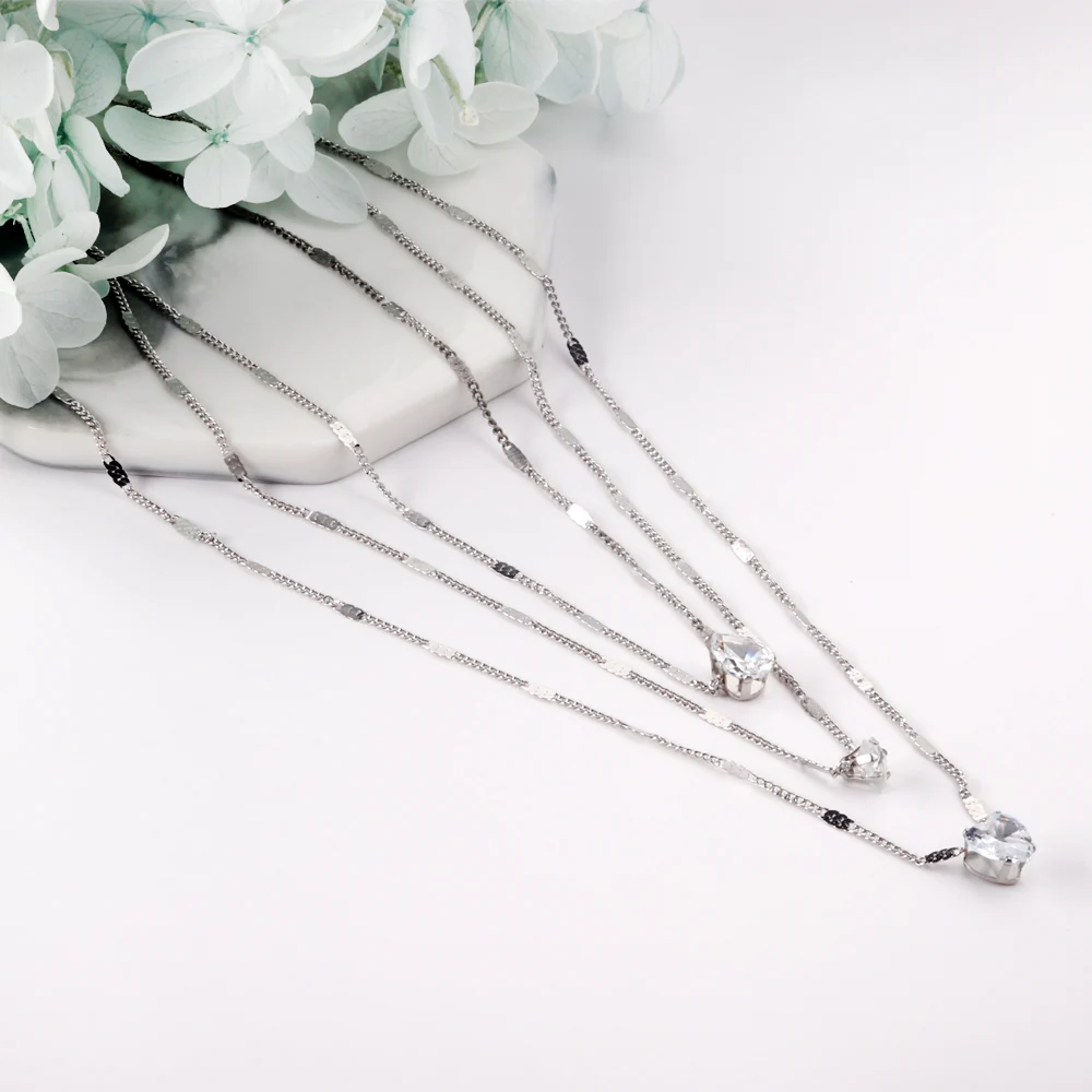 Triple Chains Necklace Heart S - Women'S Fashion Show 2022 review and price